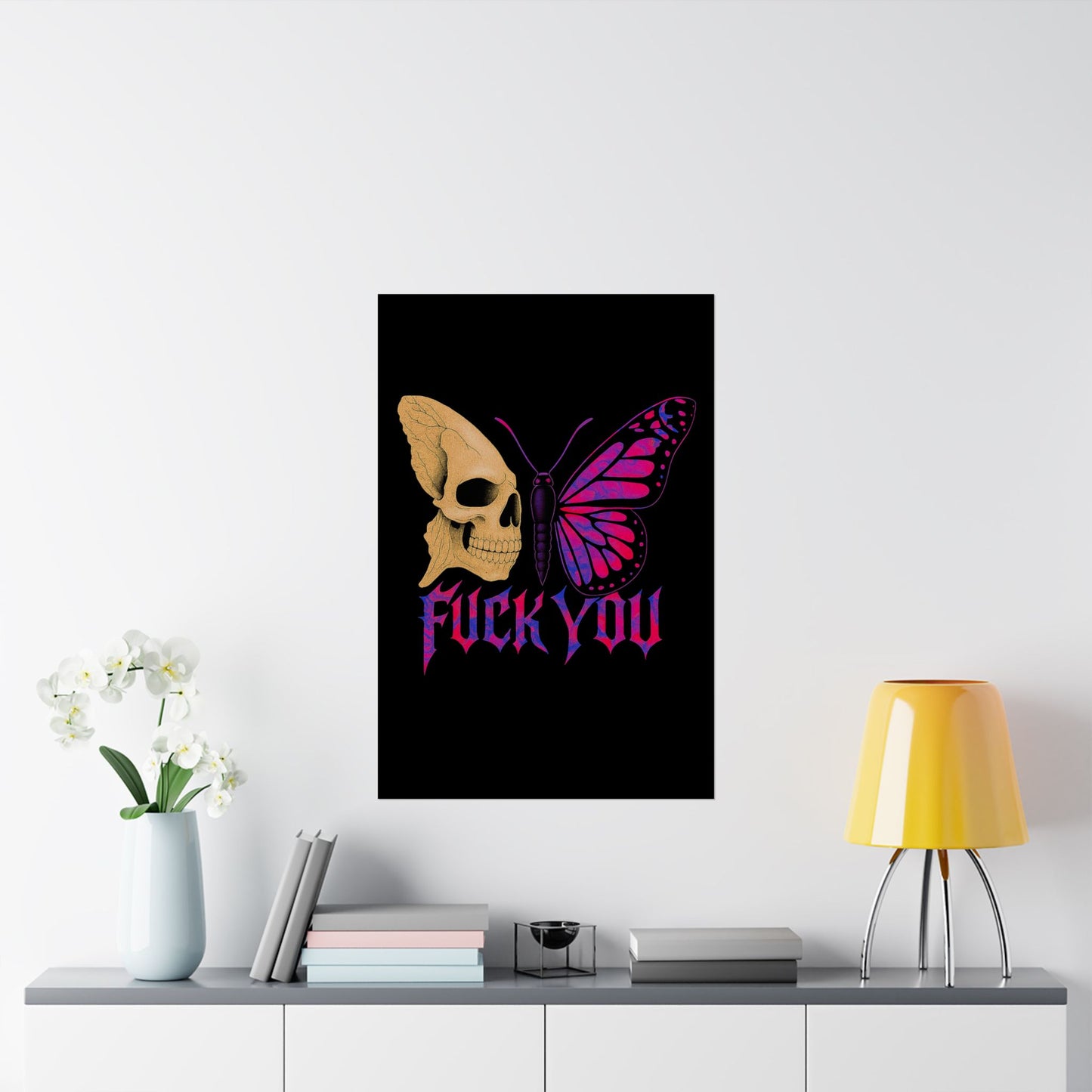 Rebellious Skull & Butterfly Poster