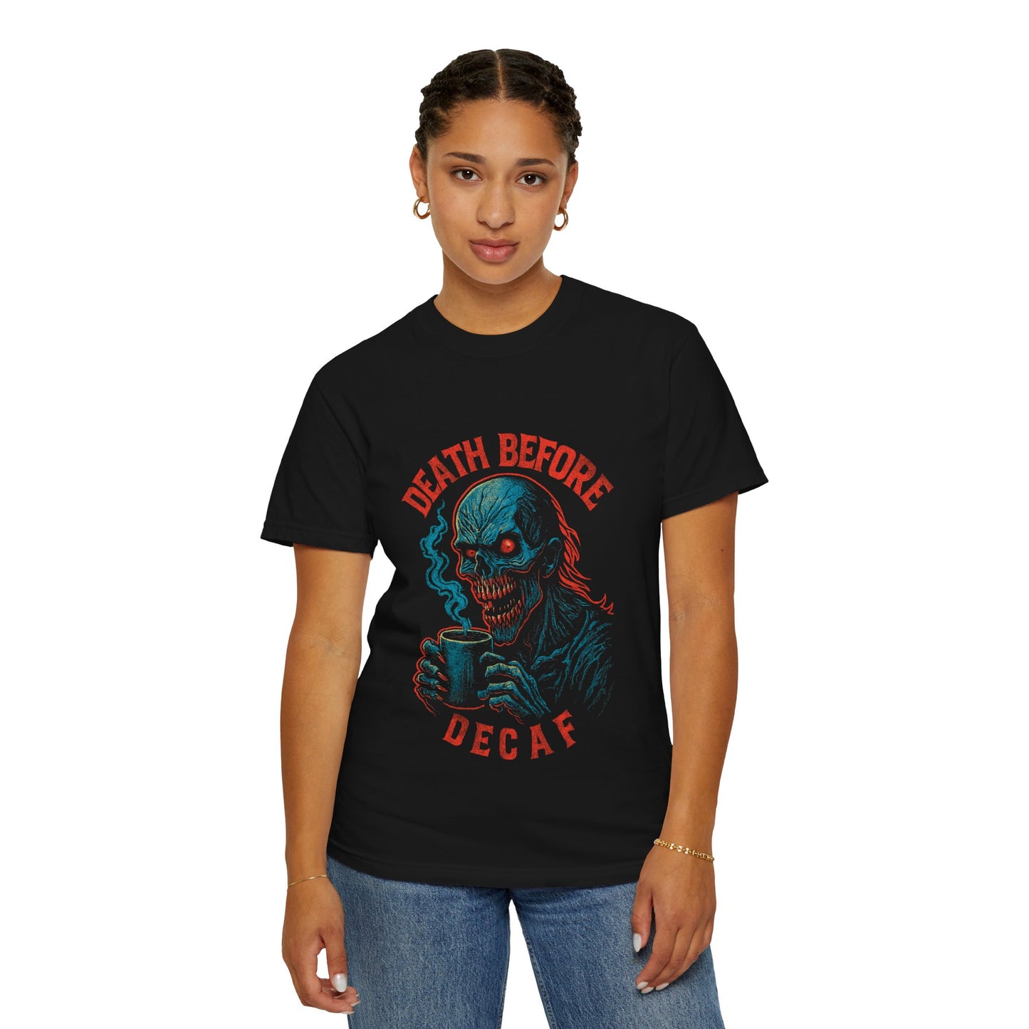 Death Before Decaf Skeleton T-Shirt
