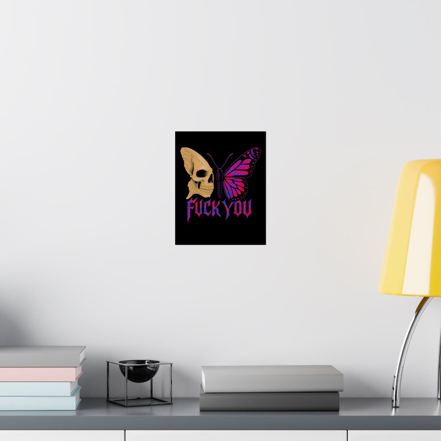 Rebellious Skull & Butterfly Poster