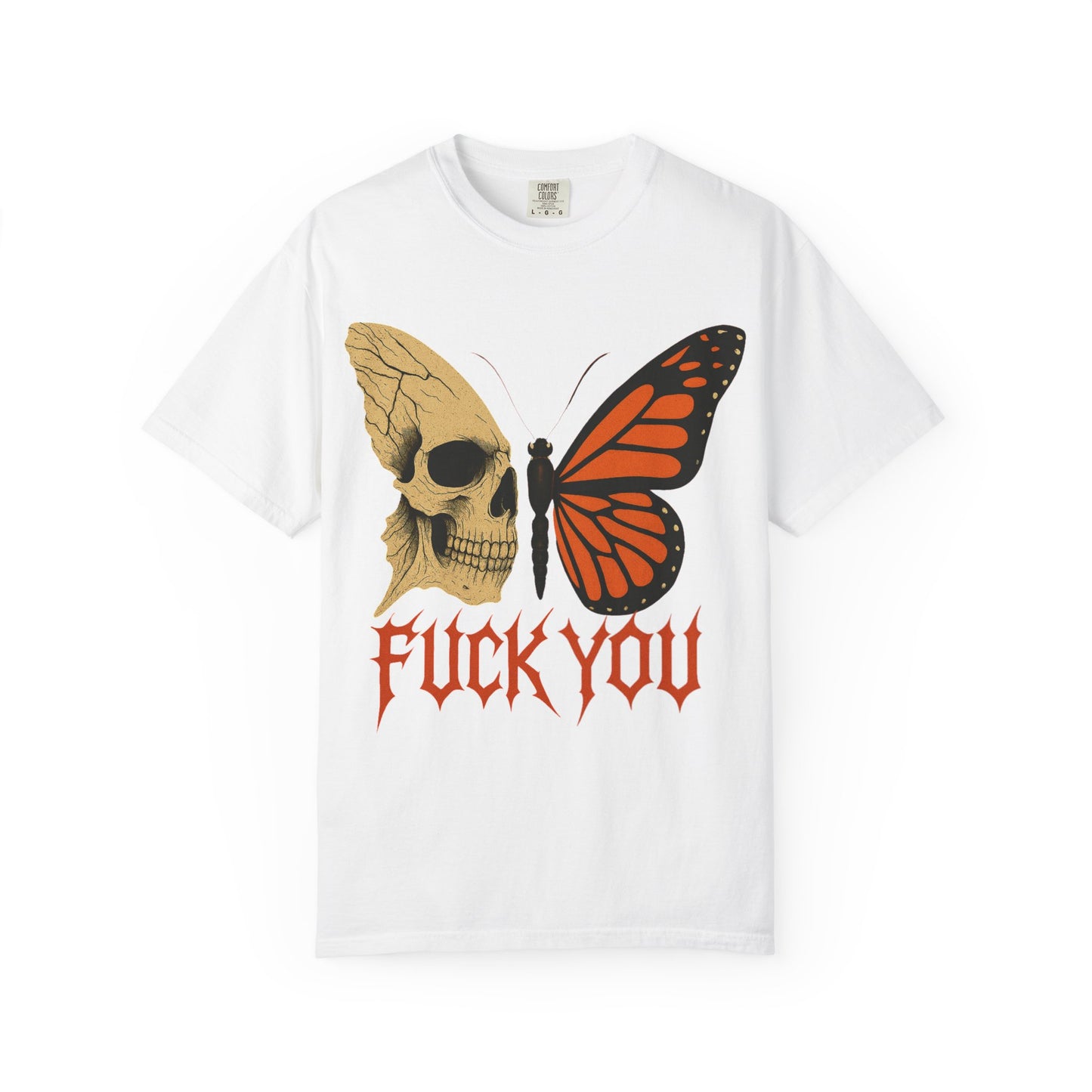 Skull and Butterfly Vulgar Graphic T-Shirt