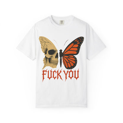Skull and Butterfly Vulgar Graphic T-Shirt
