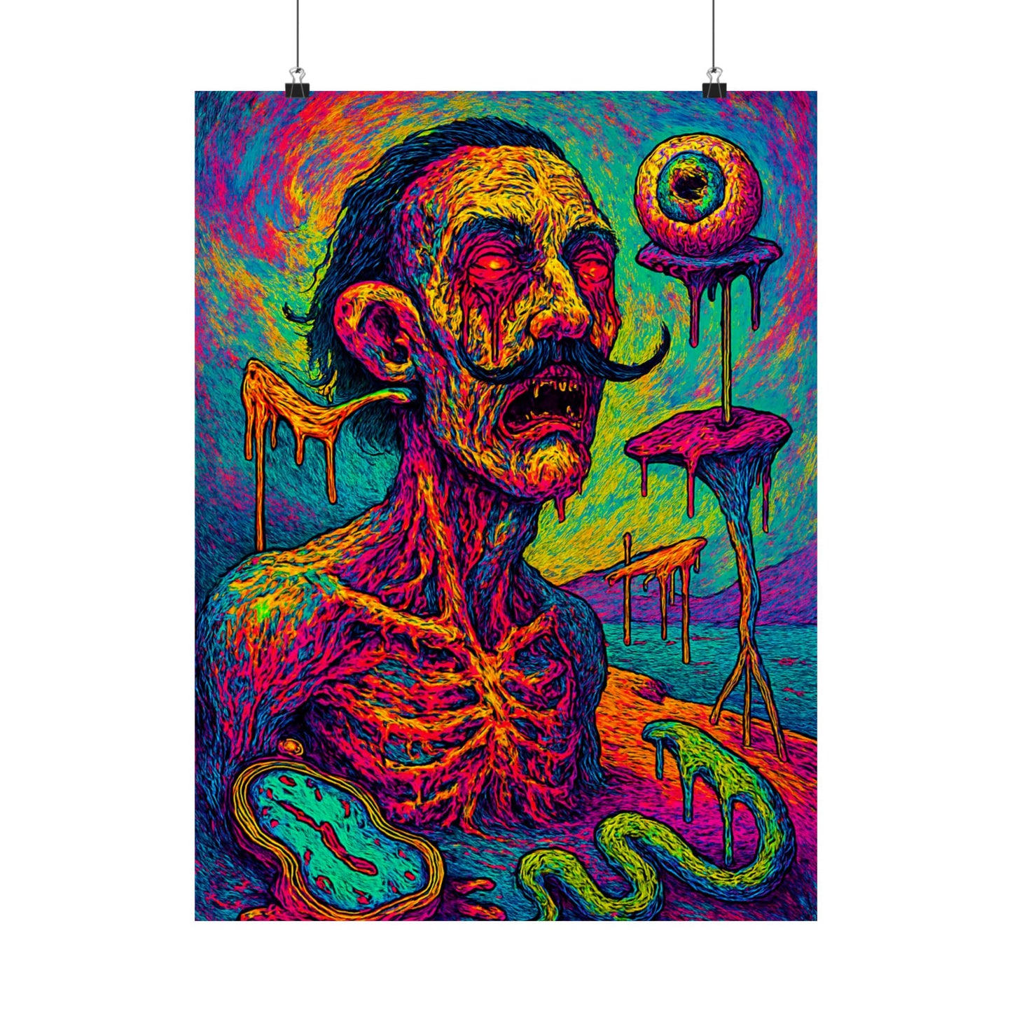 Mustache of Madness Psychedelic Poster