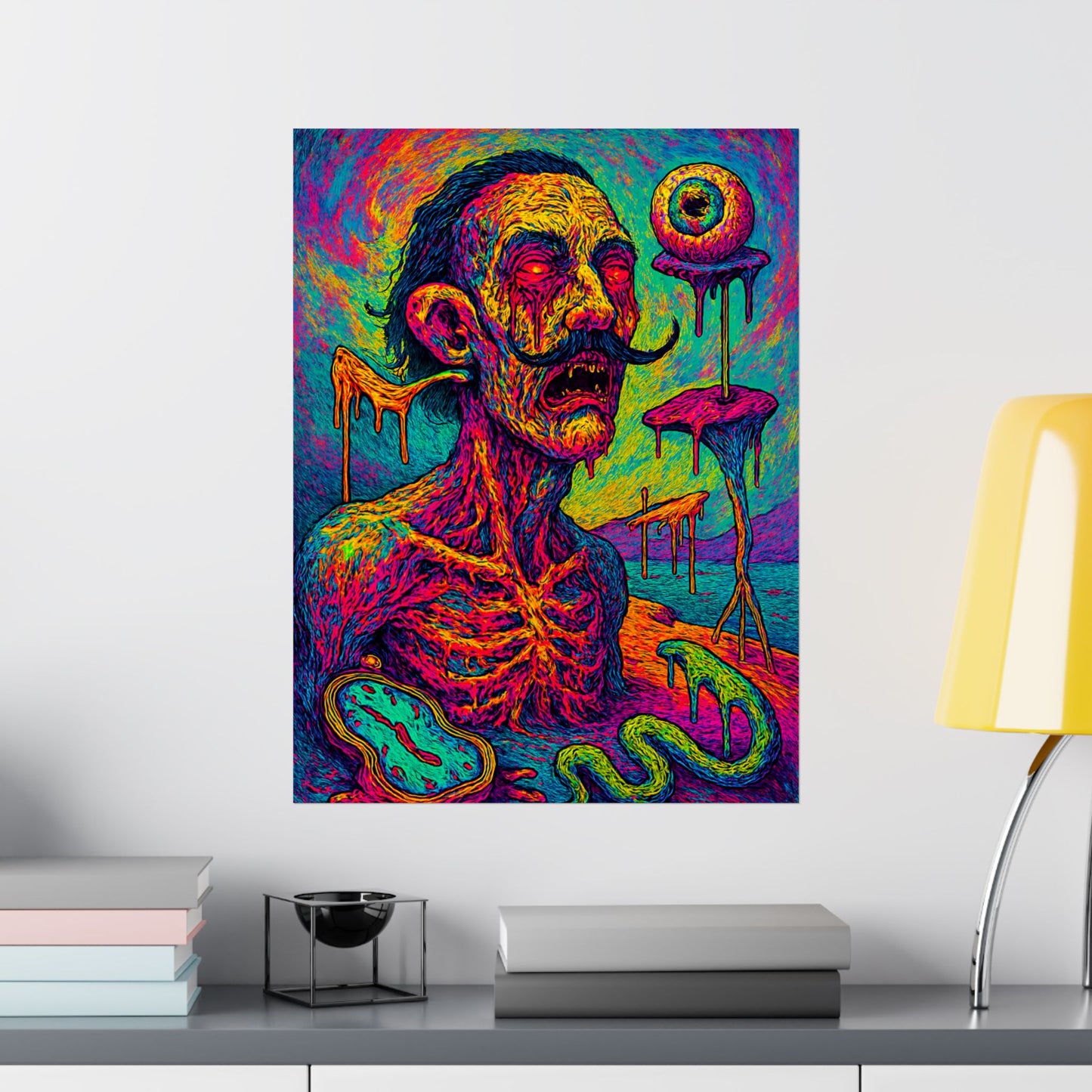 Mustache of Madness Psychedelic Poster