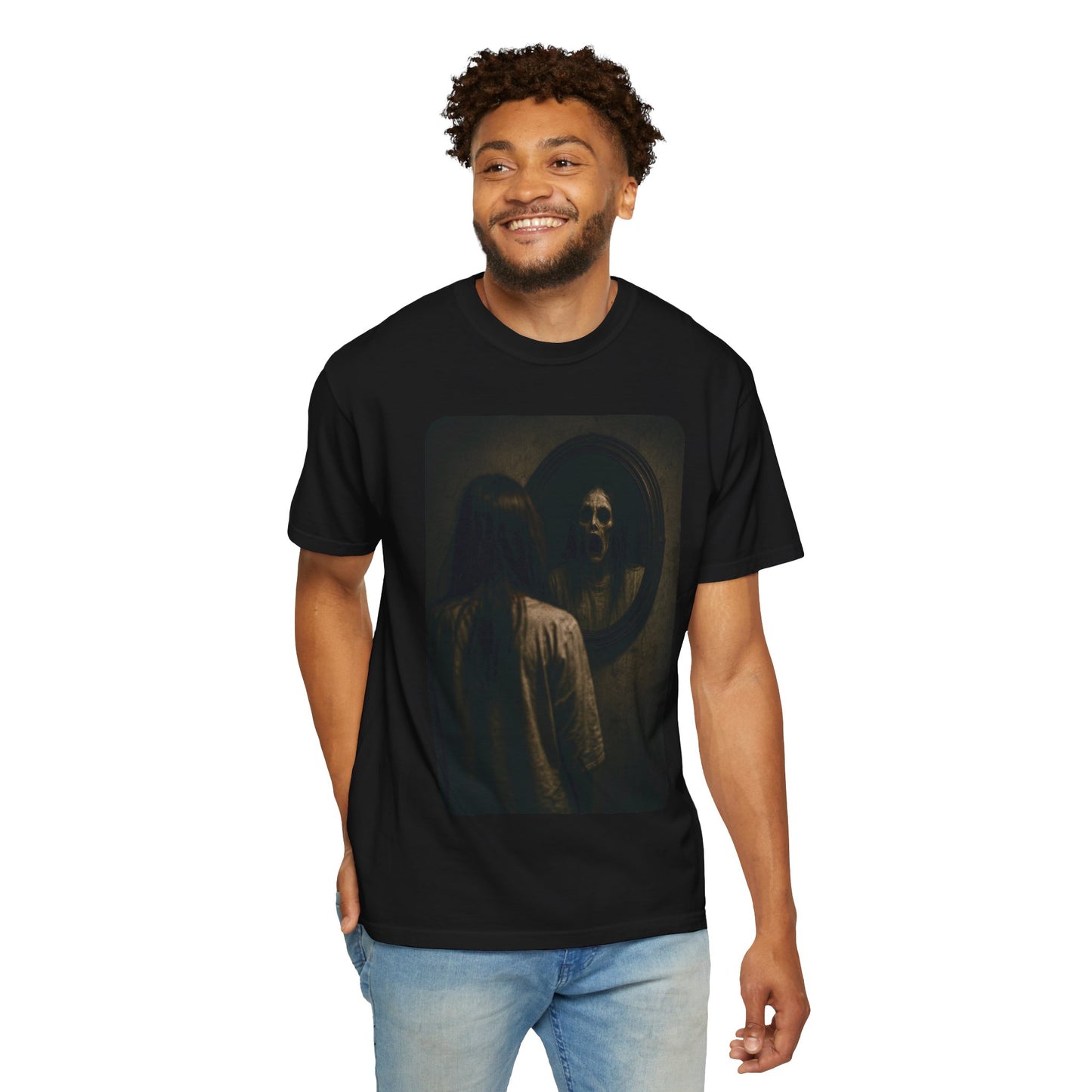 Mirror Haunting Horror Graphic T-Shirt