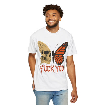 Skull and Butterfly Vulgar Graphic T-Shirt