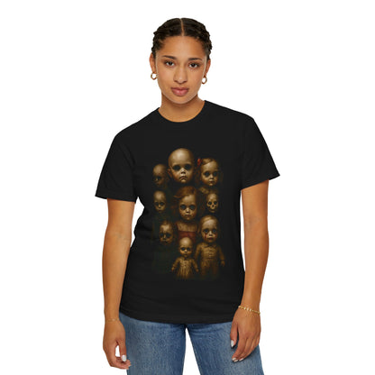 Haunted Dolls Horror-Themed Graphic T-Shirt
