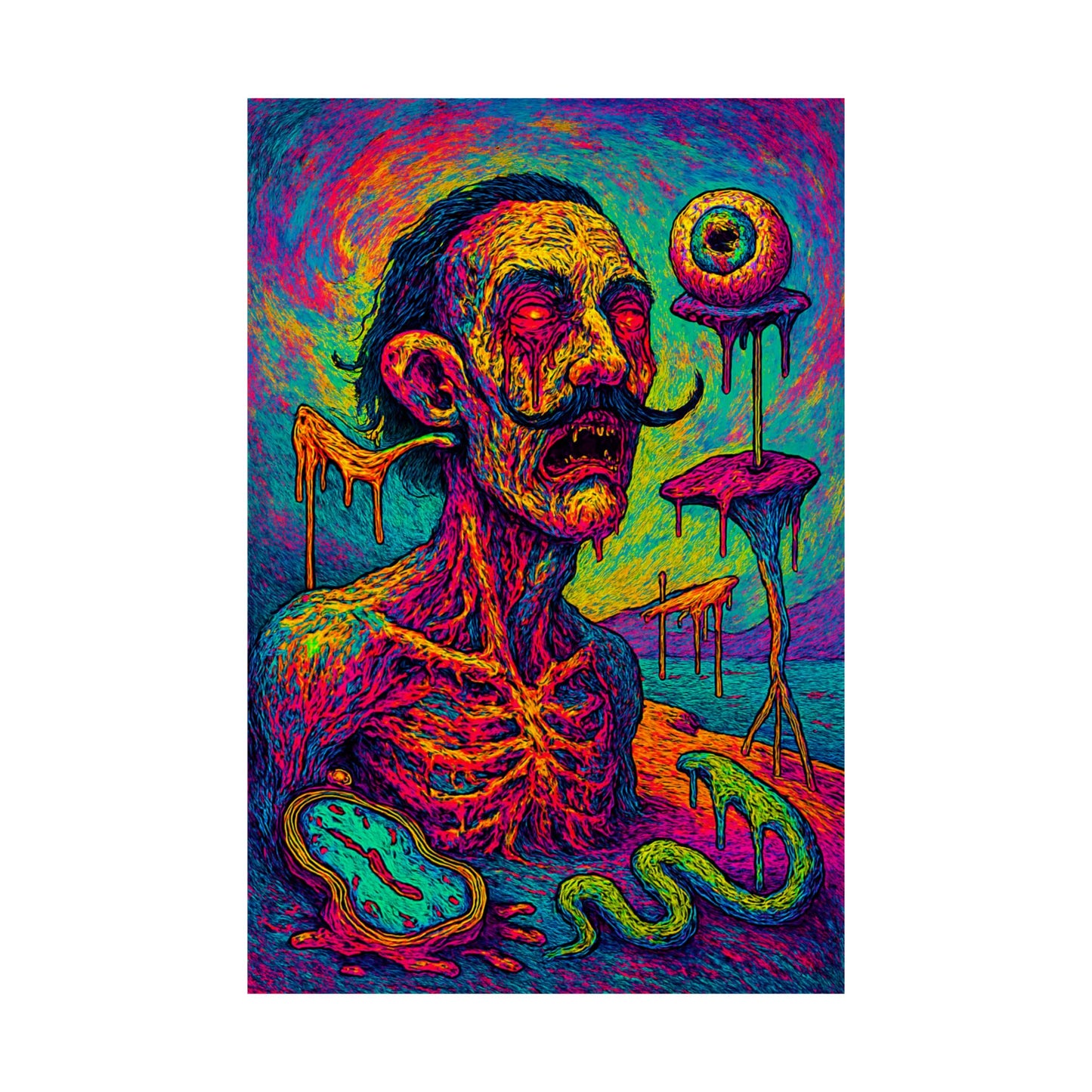 Mustache of Madness Psychedelic Poster