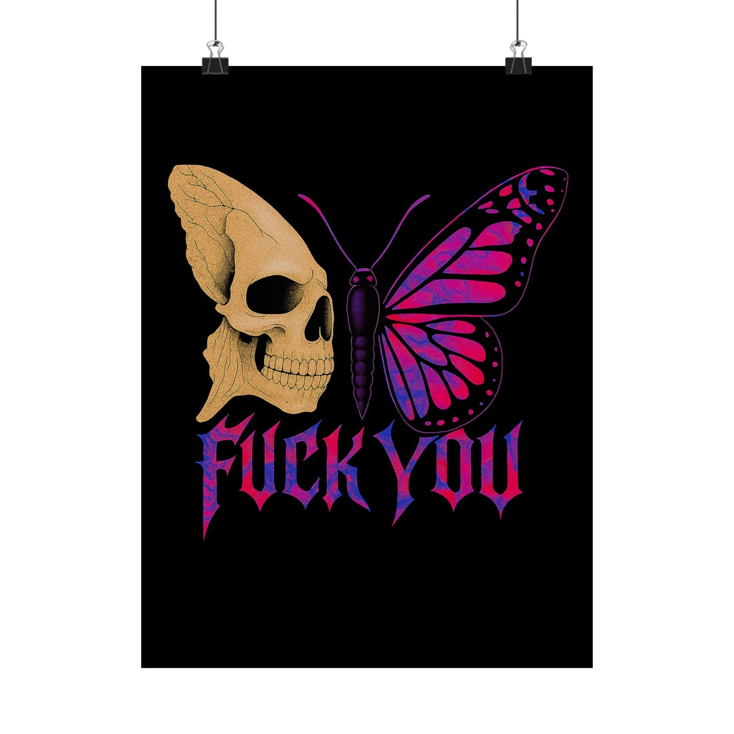 Rebellious Skull & Butterfly Poster