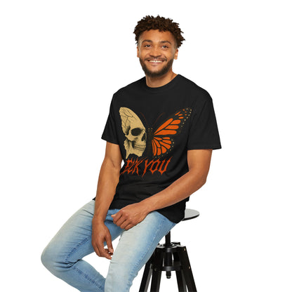 Skull and Butterfly Vulgar Graphic T-Shirt