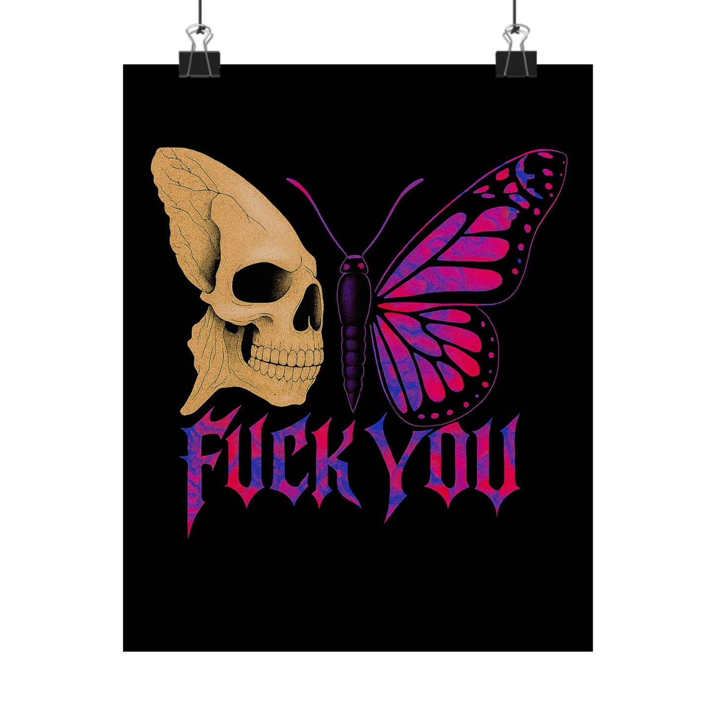 Rebellious Skull & Butterfly Poster