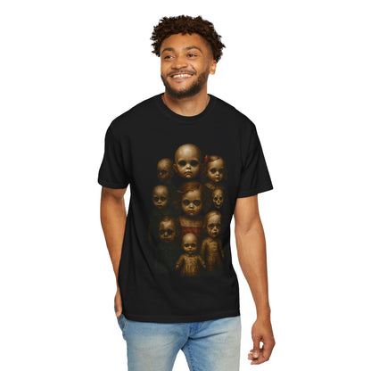 Haunted Dolls Horror-Themed Graphic T-Shirt