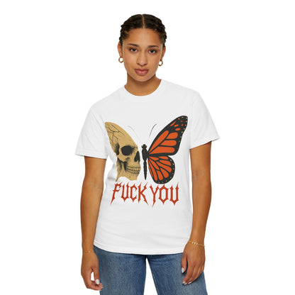 Skull and Butterfly Vulgar Graphic T-Shirt