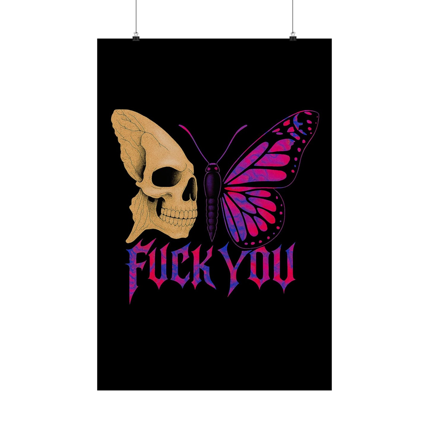 Rebellious Skull & Butterfly Poster