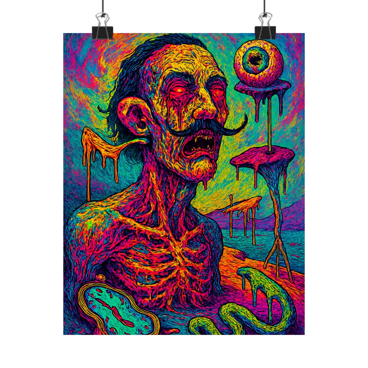 Mustache of Madness Psychedelic Poster