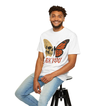 Skull and Butterfly Vulgar Graphic T-Shirt
