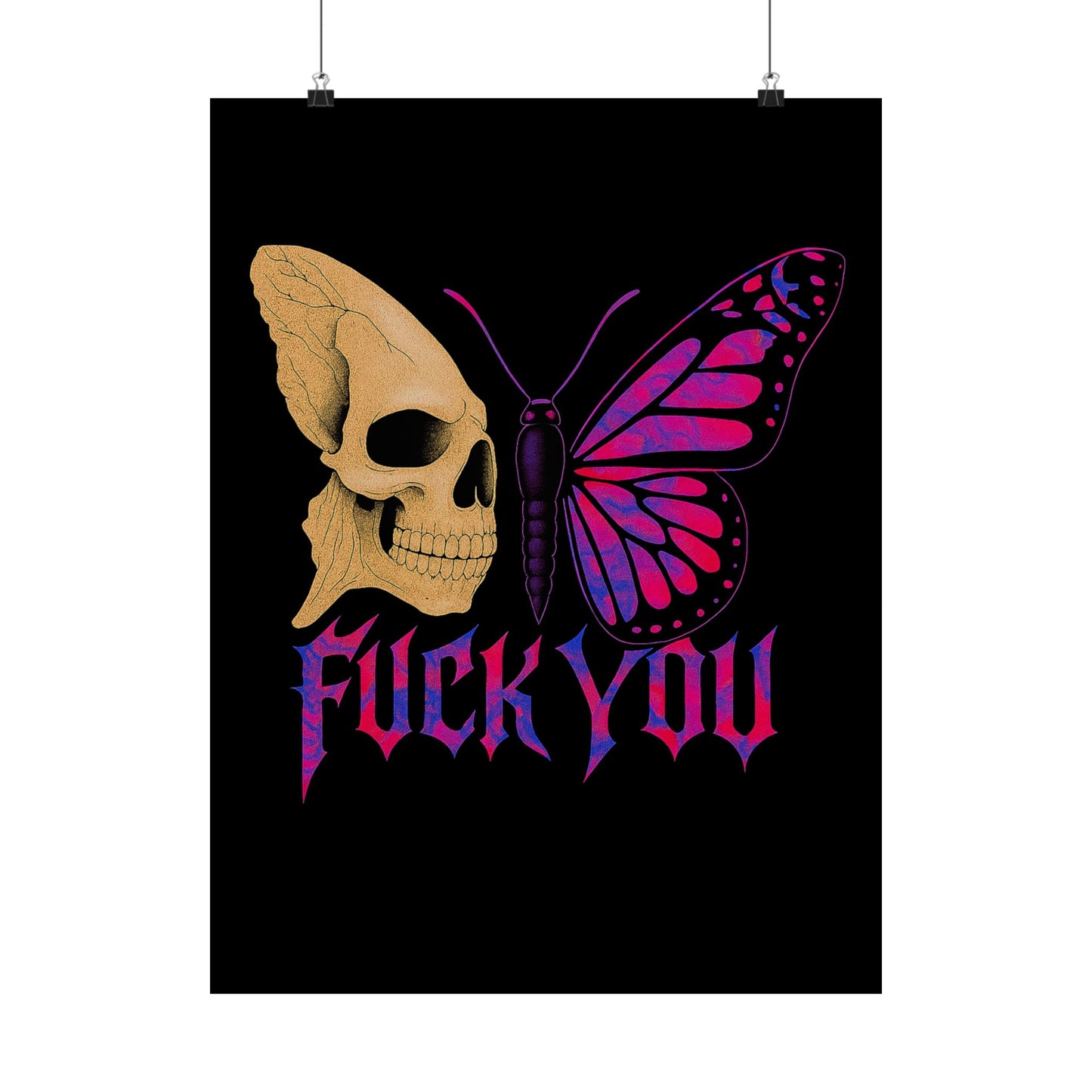 Rebellious Skull & Butterfly Poster