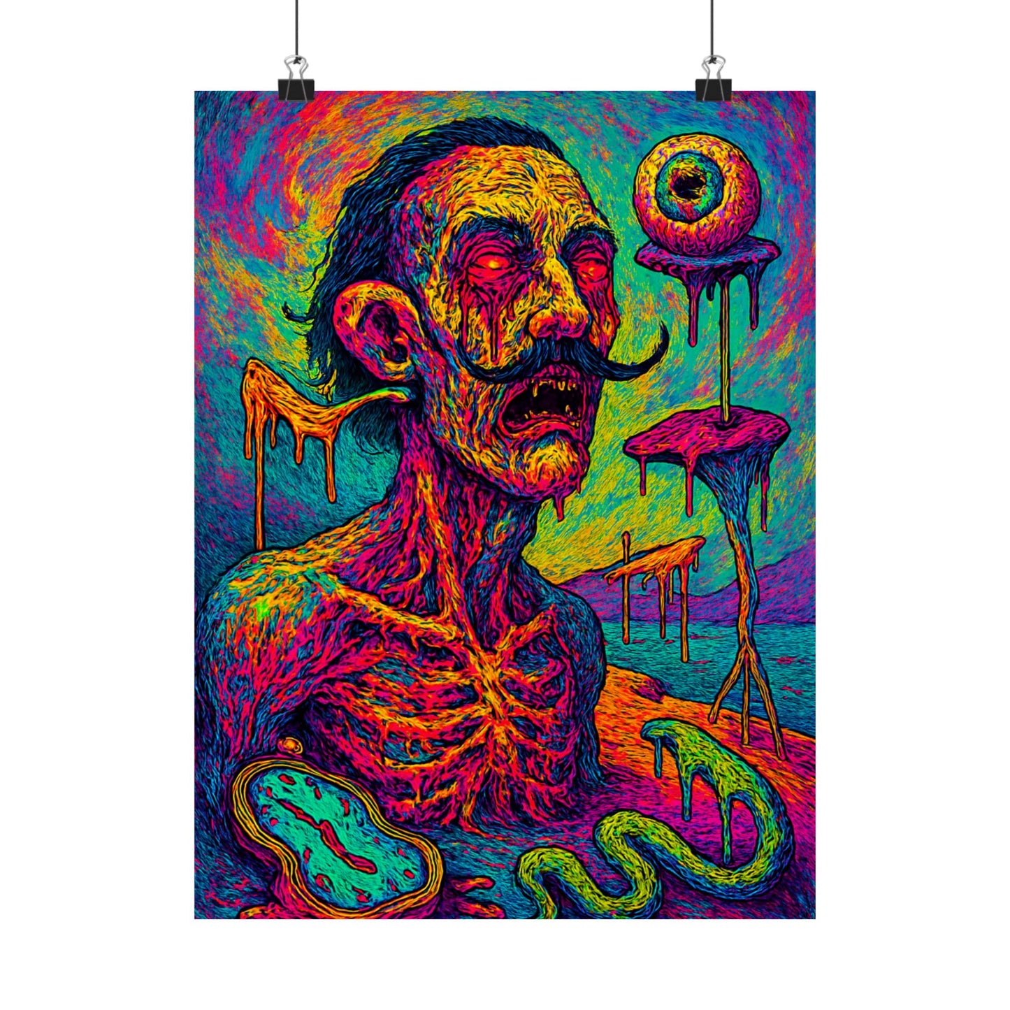 Mustache of Madness Psychedelic Poster